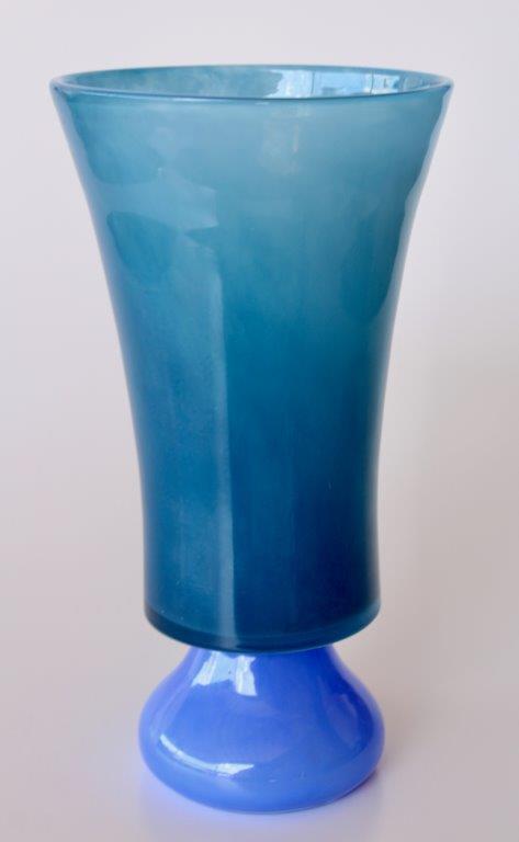 Tall 2 Tone Blue Glass Vase